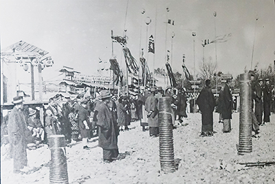 大正時代に姉川の河原で催された花火大会